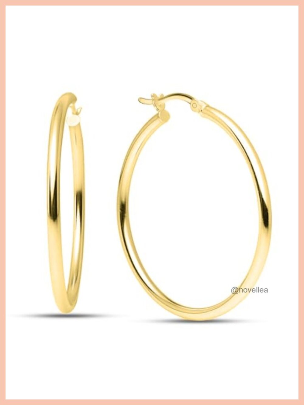 14K Gold Plated 925 Sterling Silver Medium Hoop Earrings 35mm